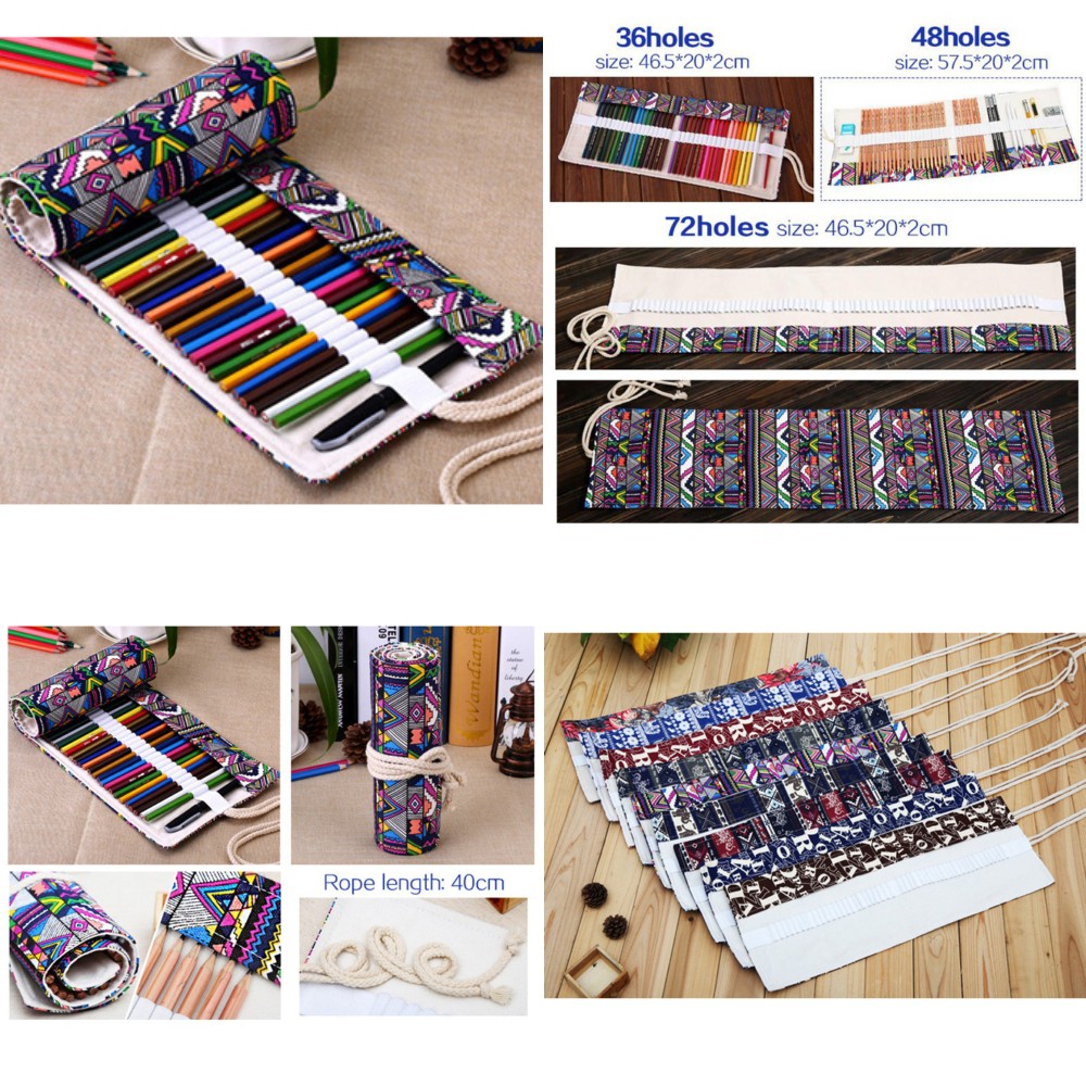 

MARCO Bohemian Tas Pensil Gulung Canvas 48 Slot 20 x 56cm - EN-71