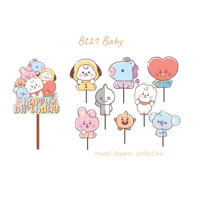 Topper BT21 / BTS Baby hiasan utk cake
