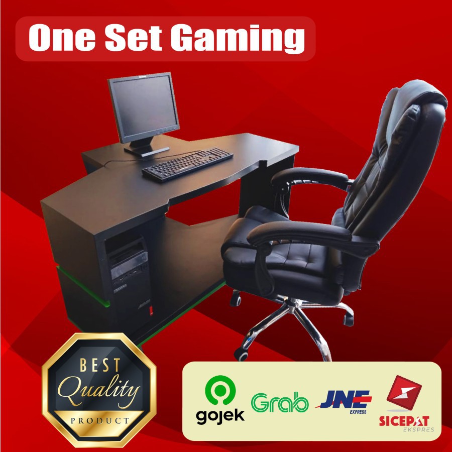 Meja Gaming/Kursi Gaming/Gaming desk - FULL SET Green Poison