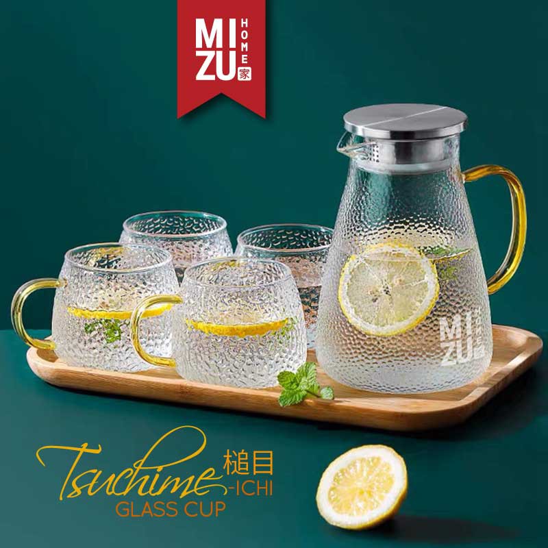 MIZU TSUCHIME-ICHI Glass Cup Japanese Hammered Mug Cangkir Kaca Cangkir Minum Air Teh Kopi Jepang-3