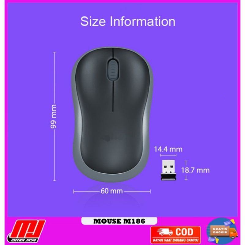 Mouse Wireless Optical Home Travel M186A