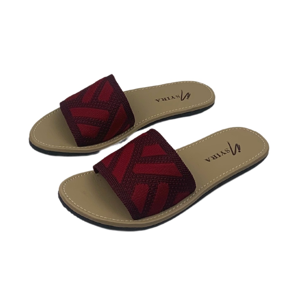 Insyira - Sandal Wanita Isyana / Sandal Selop Wanita Non Slip / Sandal Rajut Alas Krem