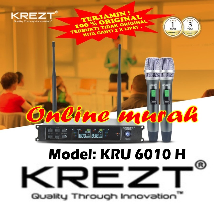 mic wireless krezt kru6010 krezt kru 6010 2 mic pegang garansi resmi