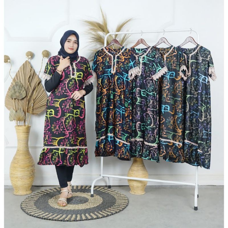 DASTER RENDA MOTIF VILLA REMPEL BAWAH/DASTER MURAH/DASTER KEKINIAN/BAJU TIDUR