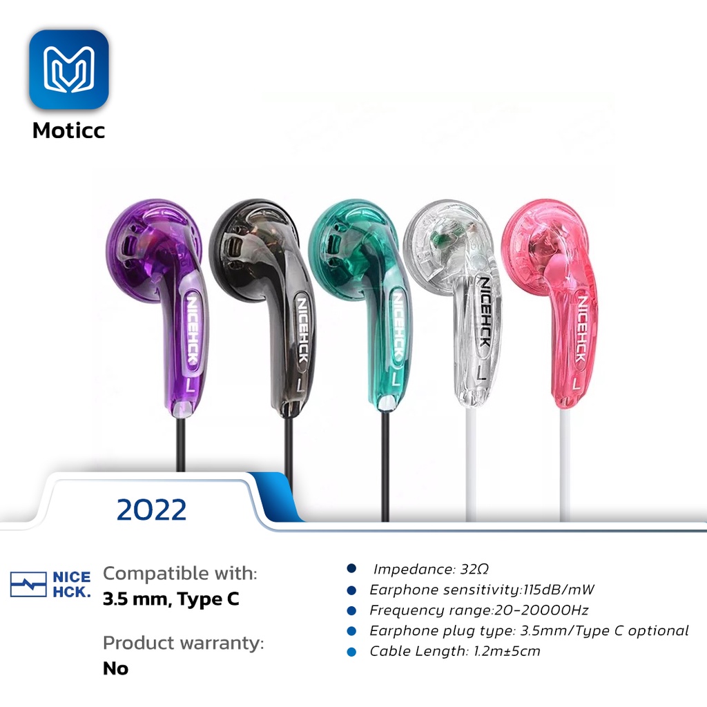 NICEHCK Traceless 2022 3.5mm Type C HIFI Wired Earbud 15.4mm Earphone