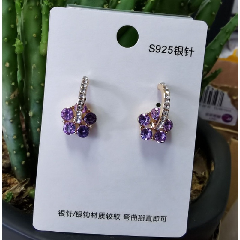 Anting Tusuk Bentuk Bunga Peach Mekar Simple Elegan Untuk Wanita ​Cincin Zircon Untuk Wanita