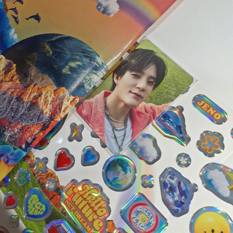 pc jeno + sticker hologram epoxy nct dream hello future (inc photocard)