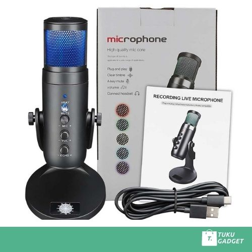 Microphone Condenser USB Mikrofon Kondensor Studio RGB Light