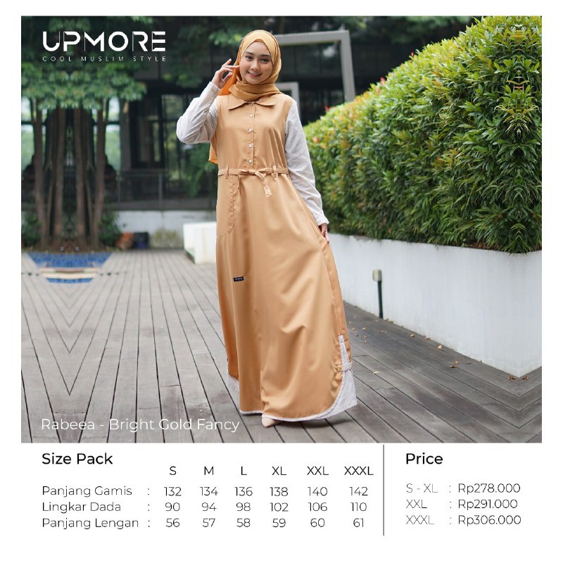 UPMORE Gamis Rabeea Bright Gold Rabea