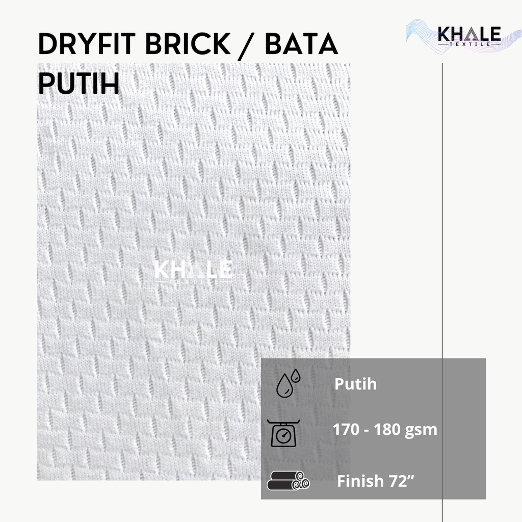 Bahan Kain Drifit Brick / Bata Putih Hitam Premium Jersey Dryfit Polyester