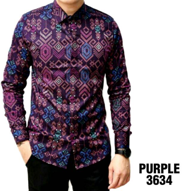 VR STORE BAJU KEMEJA BATIK SONGKET LENGAN PANJANG PRIA MODERN SLIMFIT KERJA FORMAL COWOK GROSIR 9899