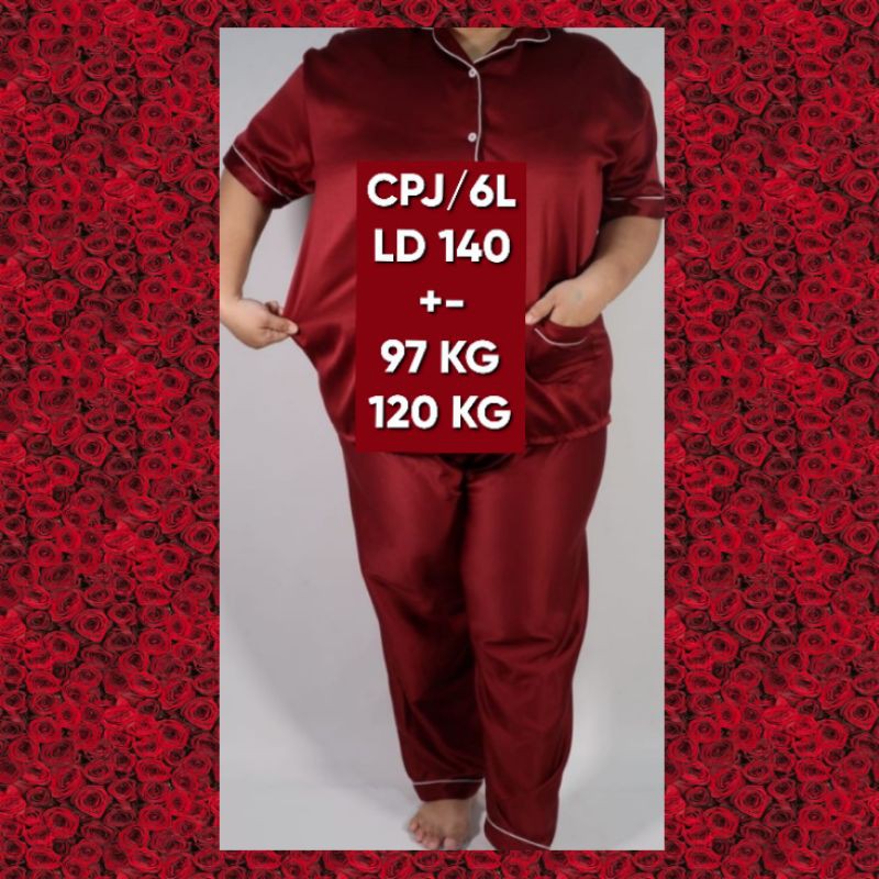 PIYAMA satin / saten silk polos 40 kg - 160 kg setelan celana panjang baju lengan pendek pajamas