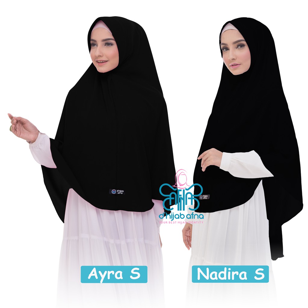 Khimar Jet Black size S by Afna - Jilbab Pet Antem / Non Pet Jet Black