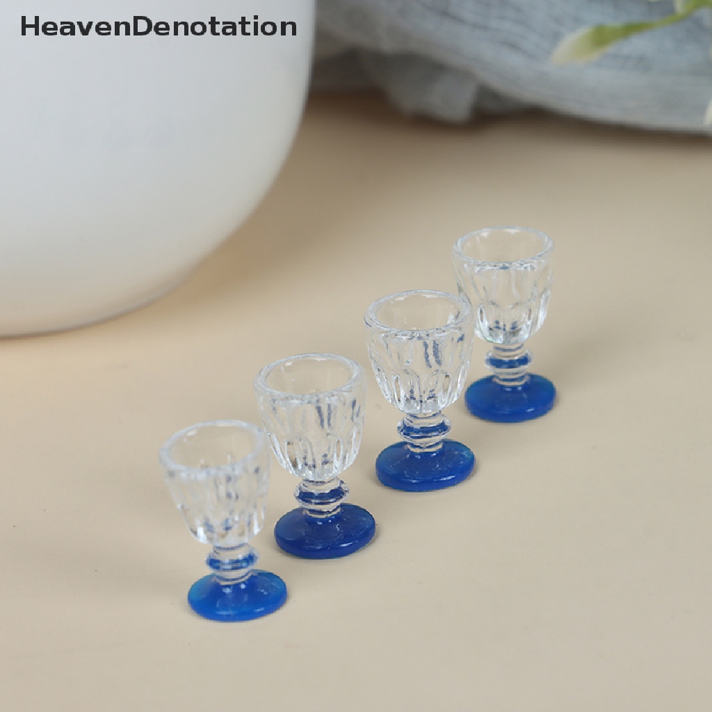 (Heavendenotation) 4pcs Miniatur Gelas Wine / Bir Transparan Untuk Dekorasi Rumah Boneka