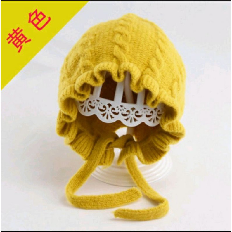 Kupluk Anak Bonnet Model Ruffle fashion Baby Hat / Kupluk Anak Lucu / Kupluk Kepang-Kuning