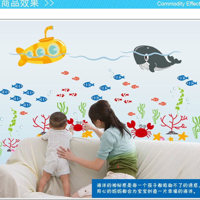 RELIZA WALL STICKER | Stiker Dinding 60X90 IKAN HIU LUMBA DOLPHIN KAMAR MANDI FISH DF5092