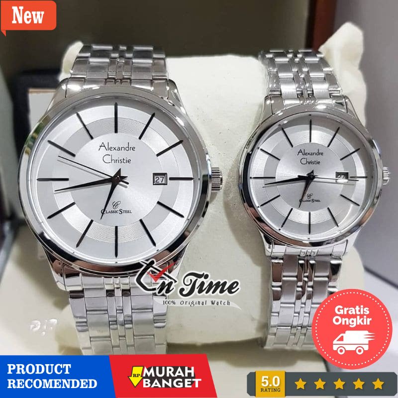 Jam tangan couple terbaik- Alexandre Christie 8348 Pasangan Ori / Jam Tangan Couple
