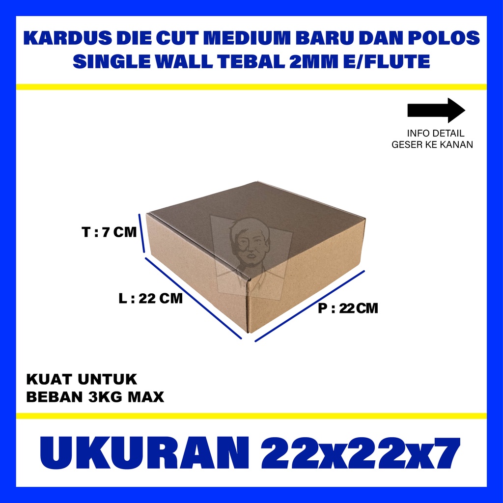 

Kardus Box Karton Polos Die Cut Uk 22x22x7