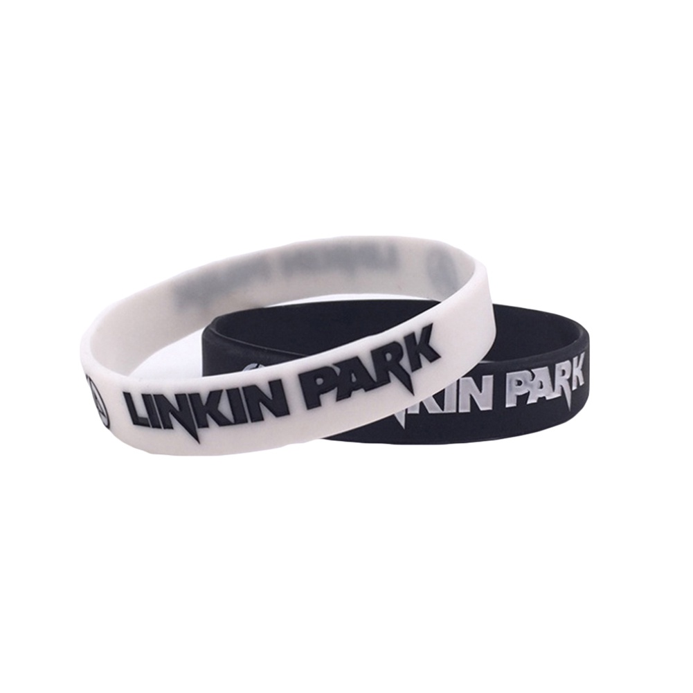 Hu Hu Hu Hu Hu Alat Bantu Pasang Kacamata♡ Gelang Band Rock Linkin Park Bahan Silikon Untuk Pria Dan Wanita