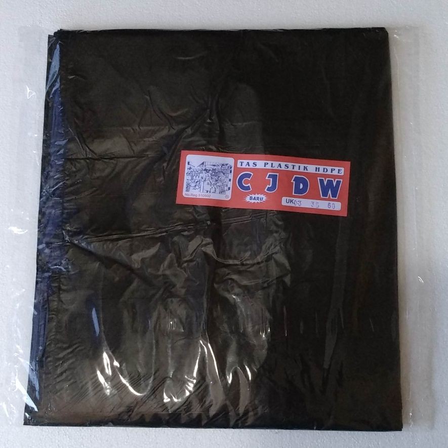 50 lbr Tas kantong kresek plastik HD 35x60x03 merk CJDW hitam