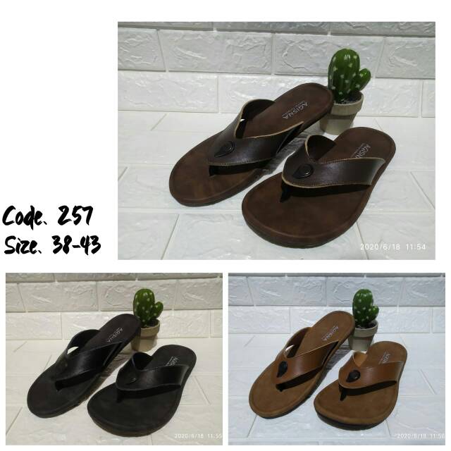 (Bisa cod) sandal kulit pria asli garu model capit polos