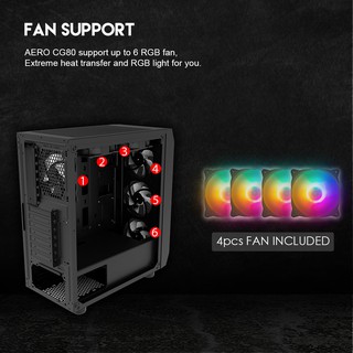 Fantech AERO CG80 Tempered Glass Casing Komputer PC Gaming