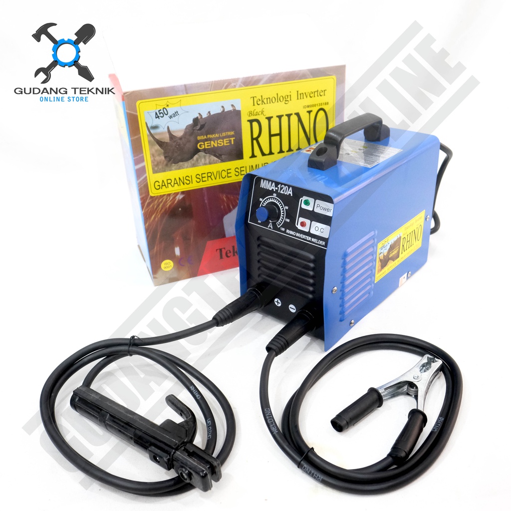 Mesin Las RHINO MMA 120A BIRU 450W++ / Mesin Trafo Travo Las Inverter Rhino MMA 120 A 450 Watt