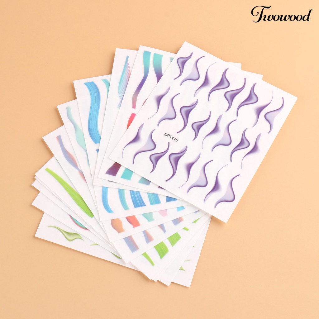 Twowood Stiker Kuku Motif Ukiran Pita 3D Tahan Lama Untuk Manicure / Nail Art DIY