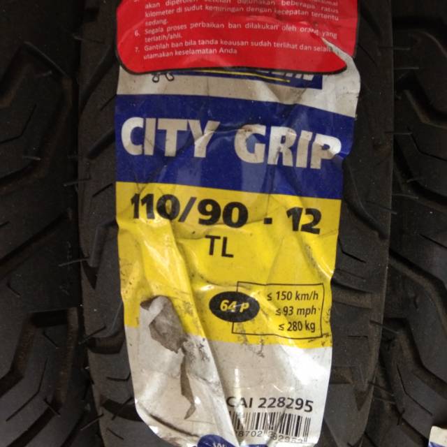 Ban Michelin 100 90 12 dan 100 90 12 CITYGRIP Sepasang untuk New SCOOPY Velg ring 12