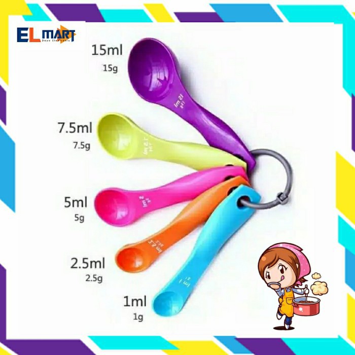 ELmart Sendok Takar Set 5 in 1 Warna Warni Measuring Spoon Kue Bumbu