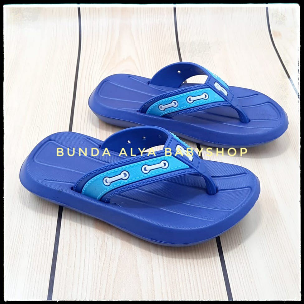 Sendal Anak Laki Jepit Umur 3 4 5 Tahun BIRU Karet Elastis - Sendal Jepit Anak Cowok Karet Anti Licin Balacca Size 24 - 29