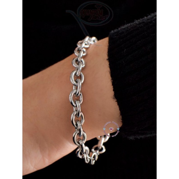 Gelang Pria Rantai Silver Anti Karat Titanium Asli