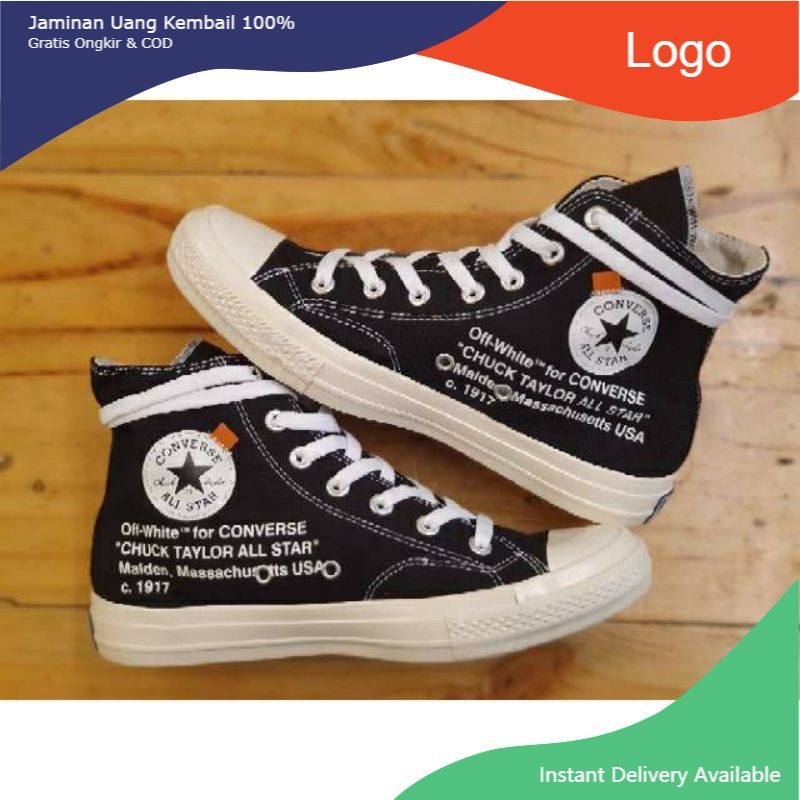 sepatu converse 70s High Black X Off-White Original
