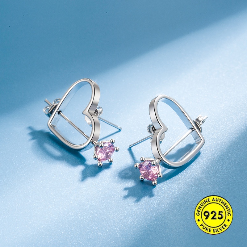 Anting Tusuk Bahan Alloy Warna Silver Dengan Batu Zircon Untuk Wanita