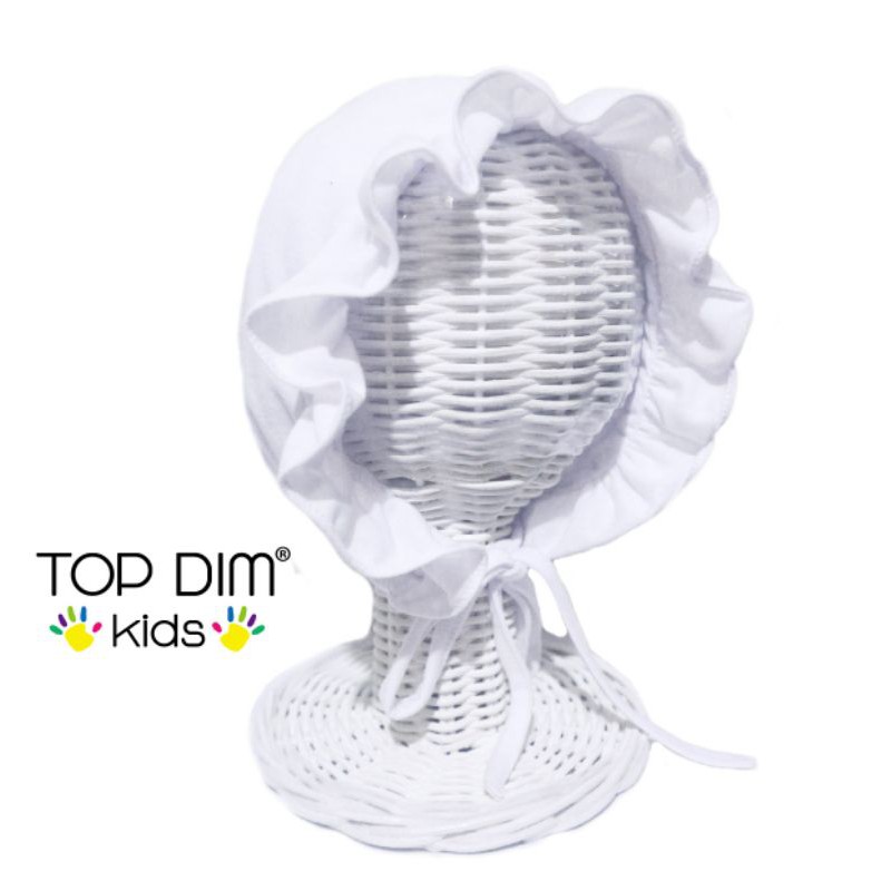 Topdimkids Topi Bonet Ruffle Bonet Topi Noni Bonet Renda Topi Bayi Aksesoris Anak Bayi Polos Basic-Snowhite