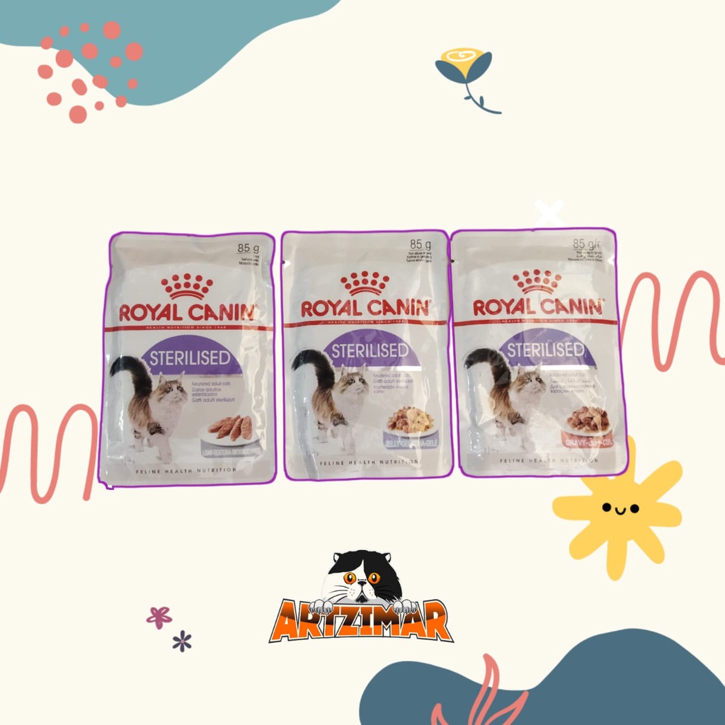 Royal Canin sterilised pouch gravy jelly 85gr makanan basah kucing steril