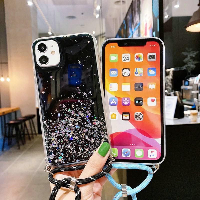 Iphone 7 7Plus 8 8Plus 11 11 Pro 11 Pro Max Case Glitter + Gantungan