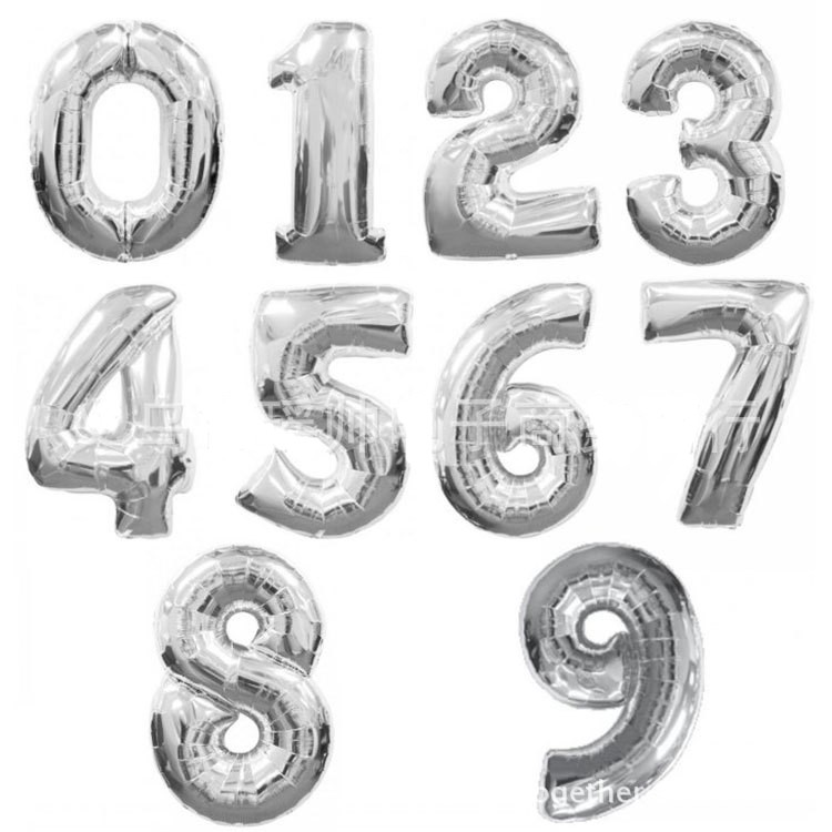 balon foil angka 0-9 / number 0-9 silver foil balloon (3J2) hbl010