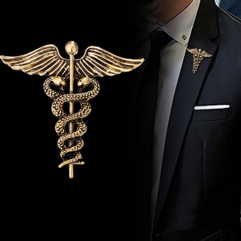 Bros Pin Lencana Unik ular sayap malaikat farmasi simbol kerudung jas Lawyer pharmacist pharmacy