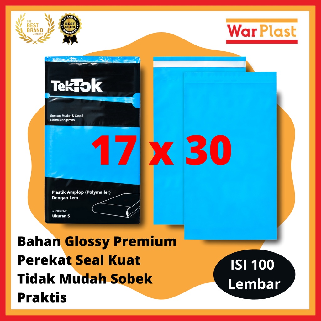 Plastik Polymailer Amplop Plastik Packing TekTok isi 100 Uk S 17x30 Biru