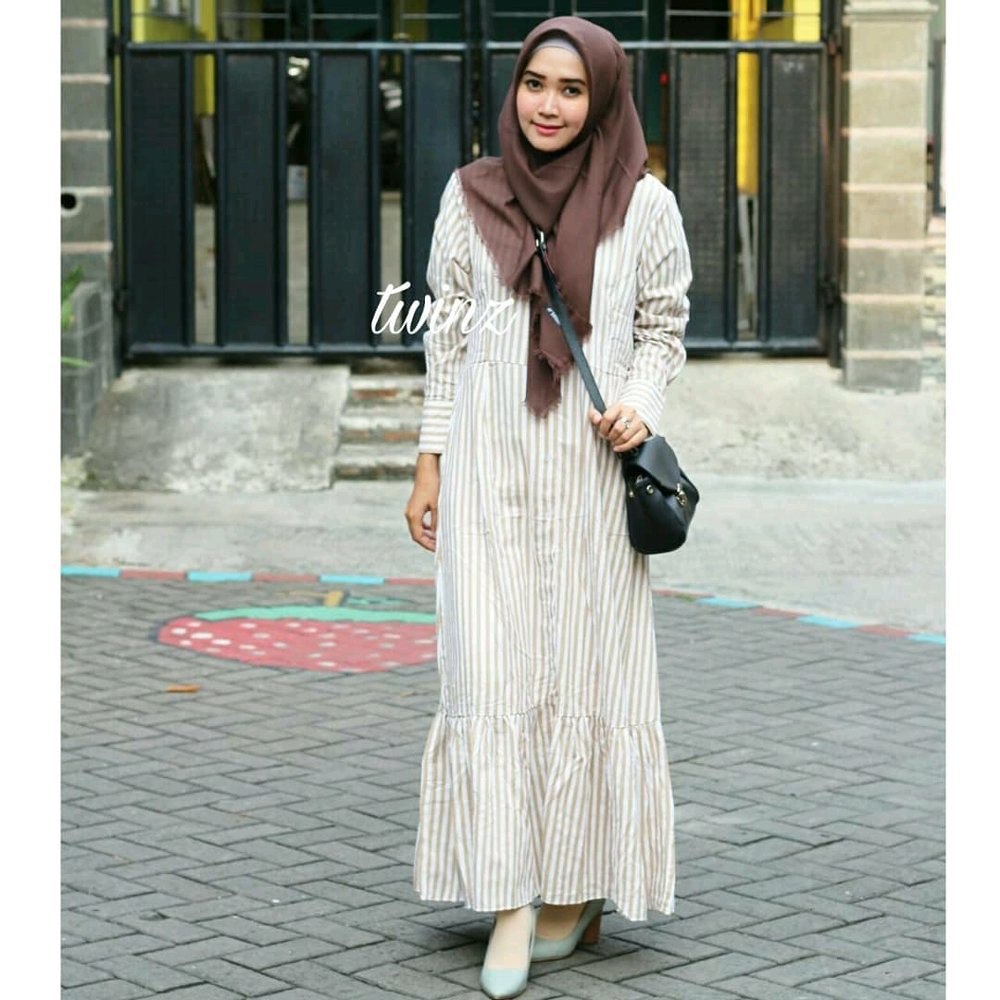 Diskon Gamis Salur Bahan Linen Fit L