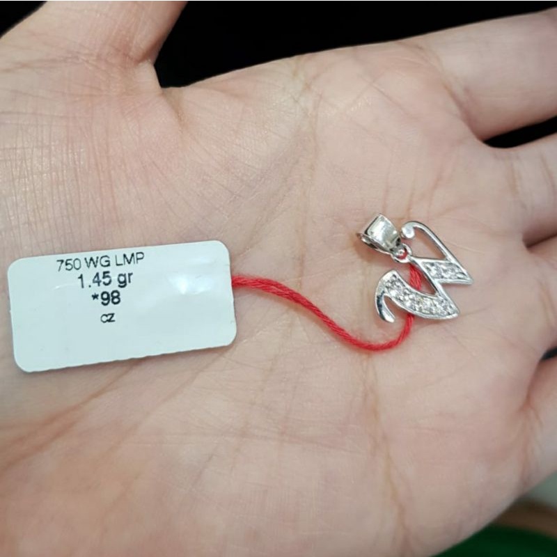Pendant Jewellery Hadiah Pacar Inisial Liontin Emas asli huruf putih