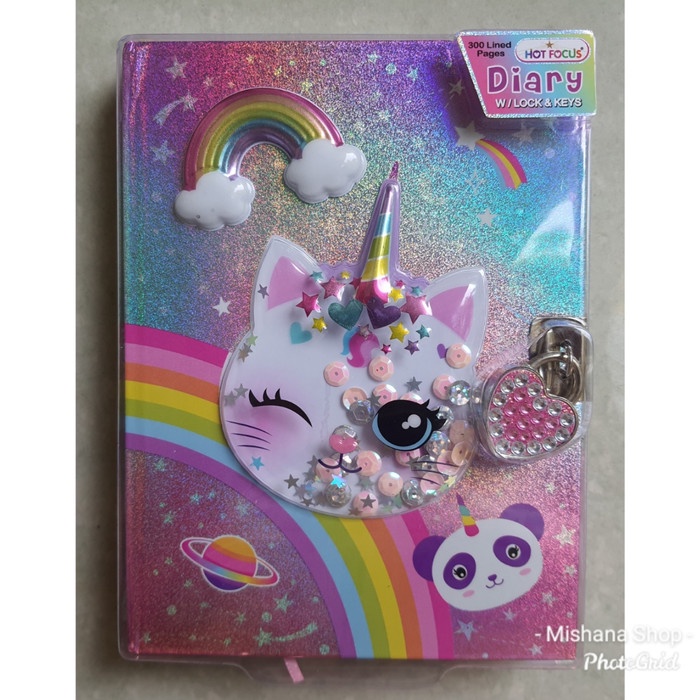 

Buku Diary Anak Sparkly Kitty Atau Unicorn With Lock & Keys Hot Focus 030