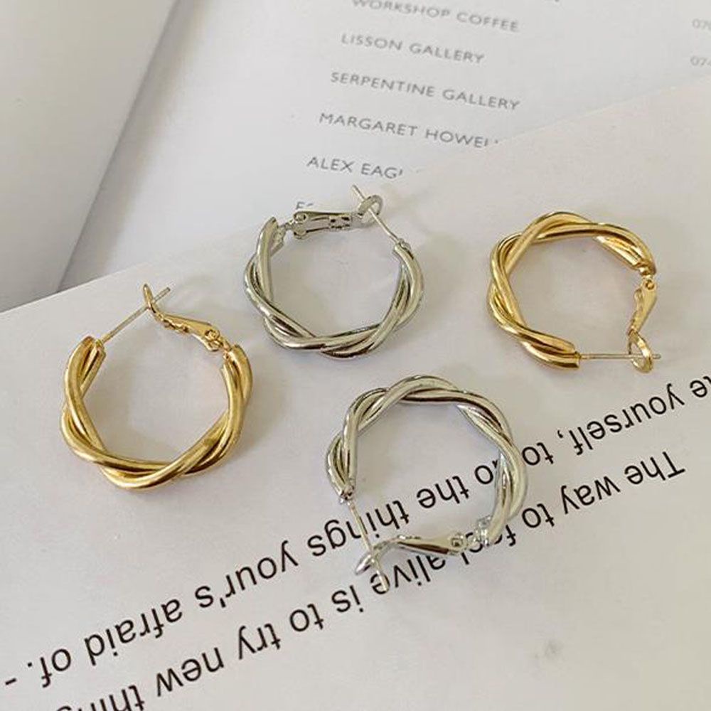 MXBEAUTY Simple Dangle  Earrings Retro Fashion  Accessories Hoop Earrings Party Jewelry Circle Temperamental Interweave Twist Geometric Weaving Jewelry/Multicolor