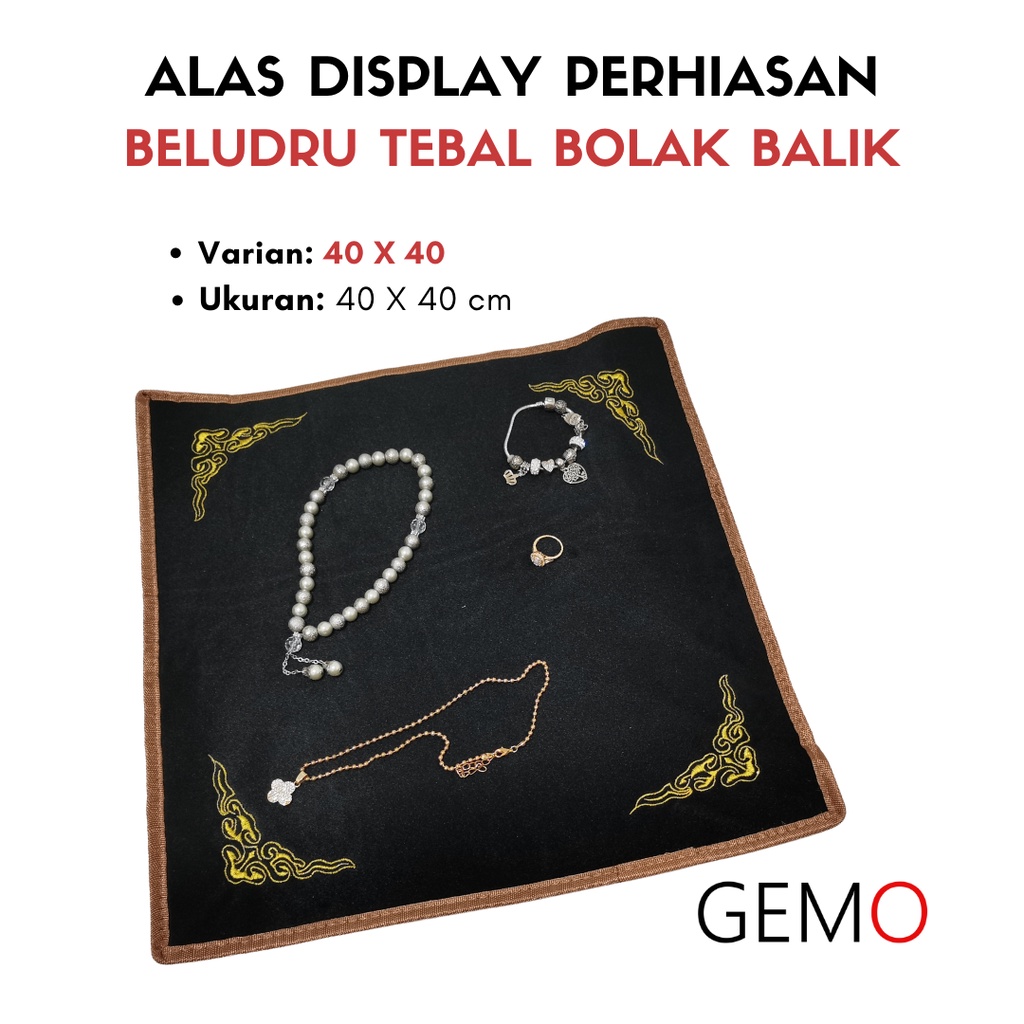 Alas Beludru Tebal Display Dudukan Perhiasan Set Mewah / Tempat Tatakan Alat Peraga Lucu Unik Murah untuk  Etalase Toko Emas Berlian / Perak Permata Berharga juga bisa untuk Box Seserahan Tunangan Nikah Kawin