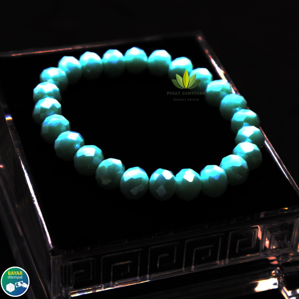 Gelang Batu Kristal Biru Tosca