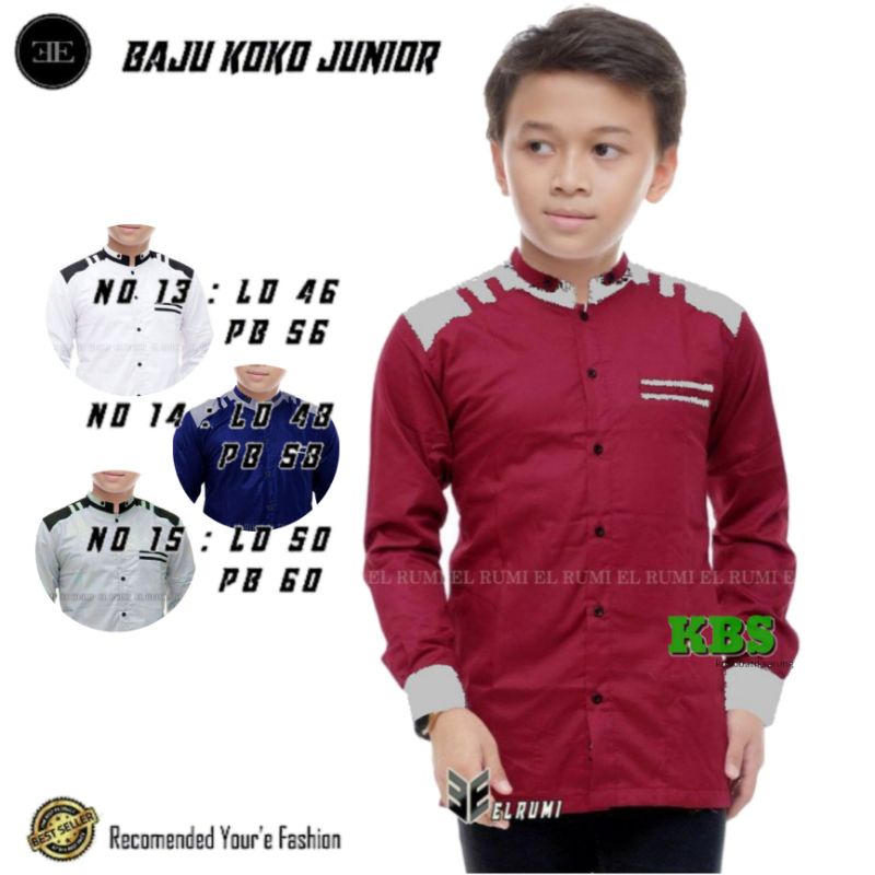 ELRUMI koko anak kekinian motif terbaru adidas kombinasi warna putih navi merah 8-15 thn fashion muslim anak laki laki-4