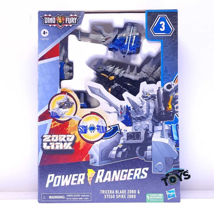 Power Rangers Dino Fury Tricera Blade Zord & Stego Spike Zord Link