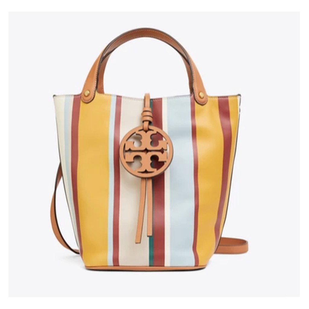 TORY BRUCH MILLER STRIPE BUCKET BAG-FO