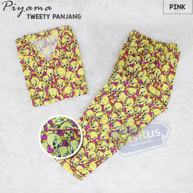 Termurah / Cp New Tweety Piyama Celana Panjang Baju Tidur Pajamas Grosir - Biru New Arrival